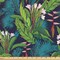 Ambesonne Leaf Fabric by the Yard, Tropical Jungle Palm Tree Banana Leaves Frangipani Heliconia on a Dark Blue Background, Decorative Fabric for Upholstery and Home Accents, 1 Yard, Multicolor